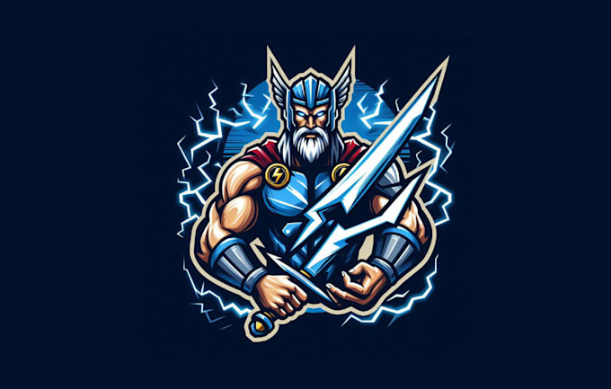 design awesome thunder god raiden mascot logo with vector file