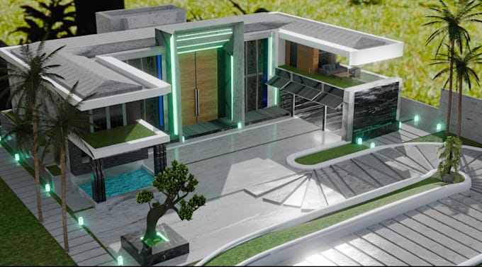 build3d large scale villainterior model on sketchup3d rendering,3d layout design