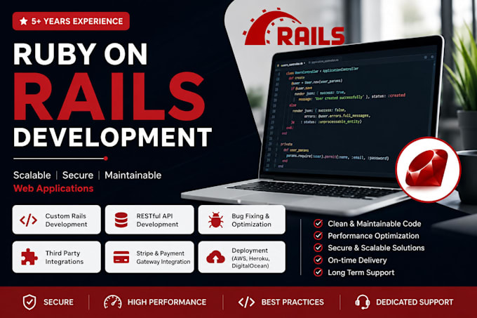 develop, fix, and maintain ruby on rails web applications
