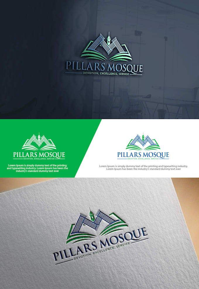 make attention timeless pillars mosque logo design