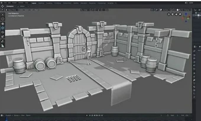 create 3d assets 3d environment low poly game model scenes for game on blender