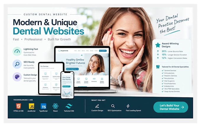 design and develop a fast modern unique dental website