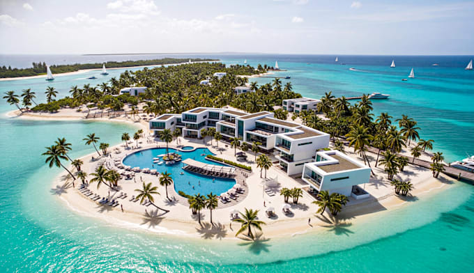 design and 3d render for beach resort, cabana, glamping, rv park and masterplan
