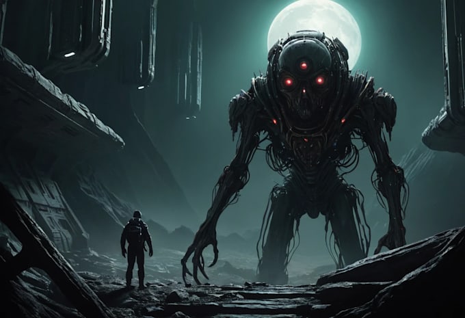 do sci fi horror and fantasy scene concept art illustrations