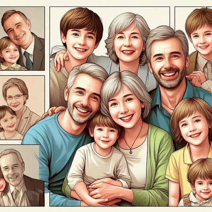 illustrate a vintage couple portrait