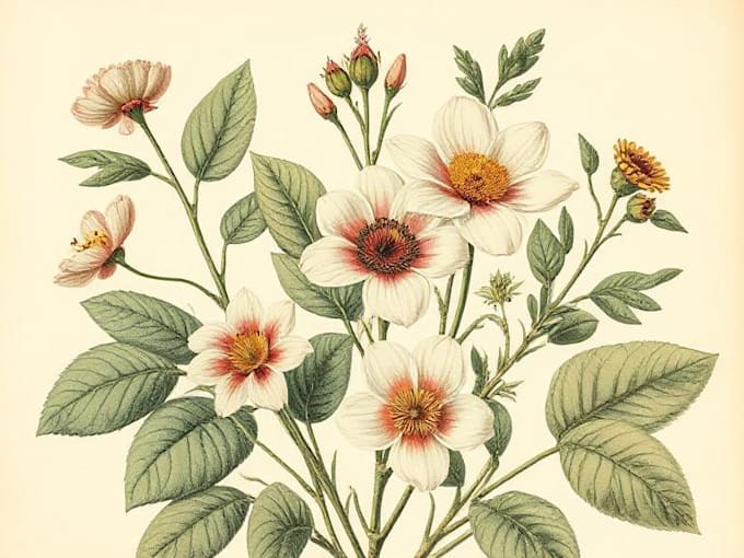 create a beautiful vintage botanical illustration