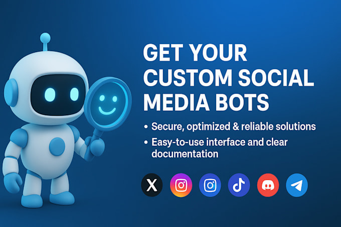 custom social media bot, twitter bot, tiktok bot, instagram bot, discord bot