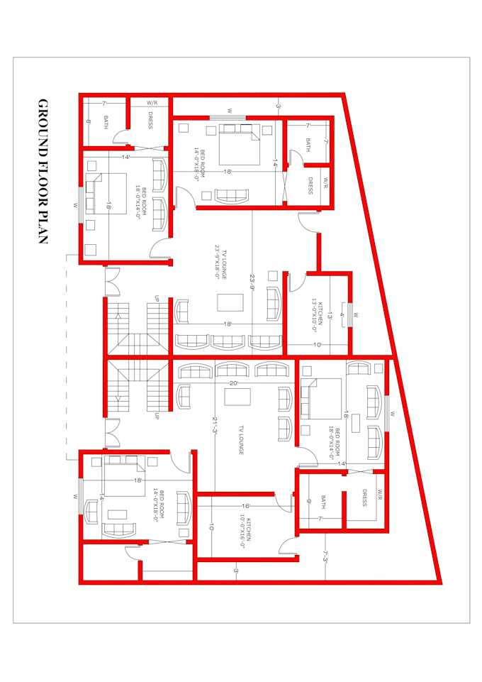 draft auto cad 2d architectural floor plan and elevation