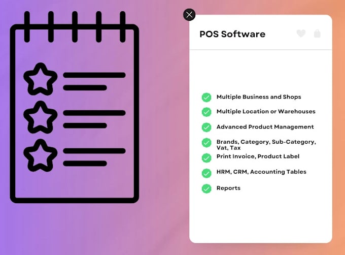 Provide pos or inventory management system, hrm, crm, ai assistance by ...