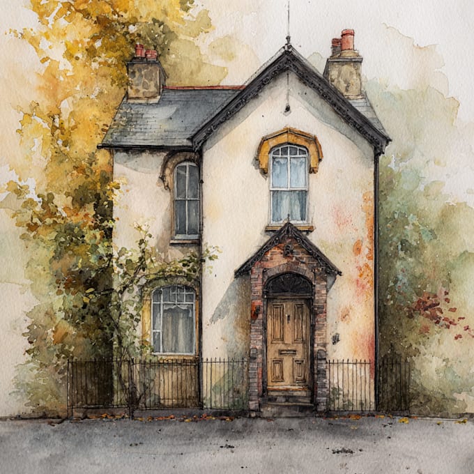 draw a watercolor house painting