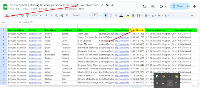 provide verified email and direct mobile numbers
