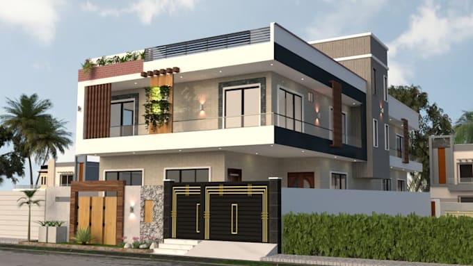 render 3d exterior visualization for house, home, building, villa, apartment