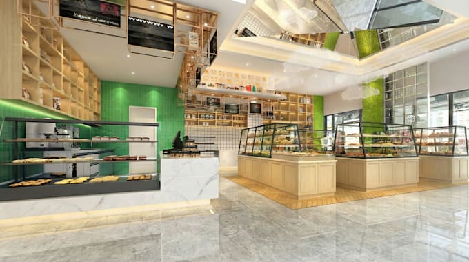 3d design render retail stores,supermarket interior exterior
