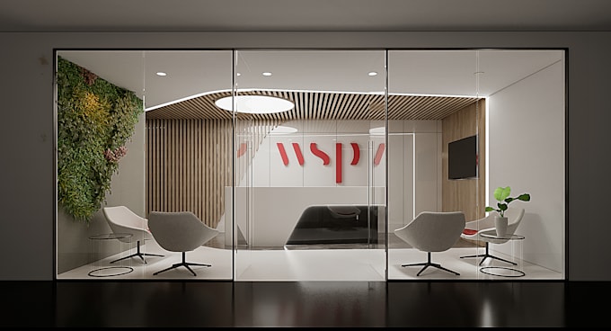 design 3d office interior with render realistic cheap price