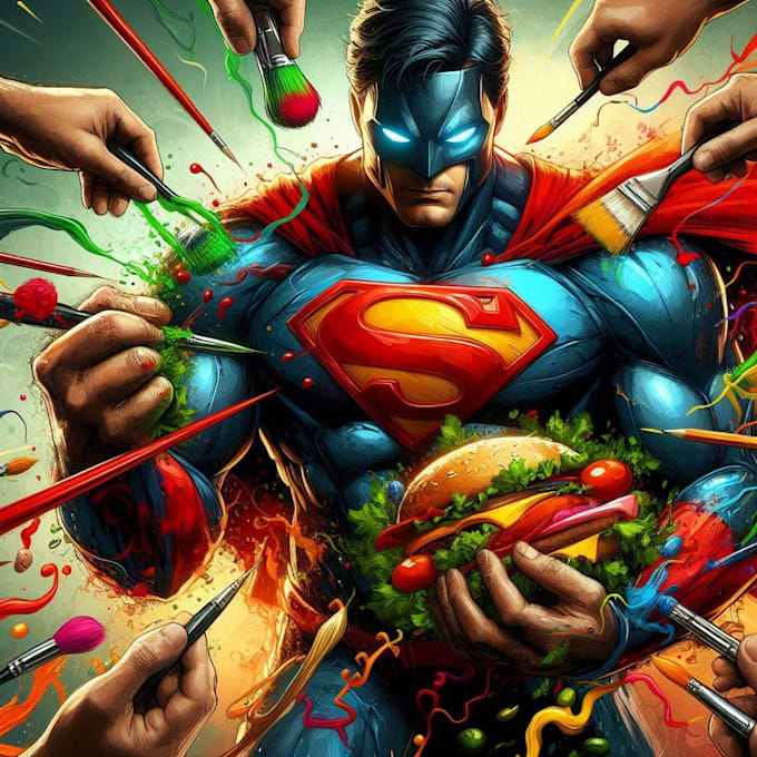 Make concept art superhero character for anime style comic by
