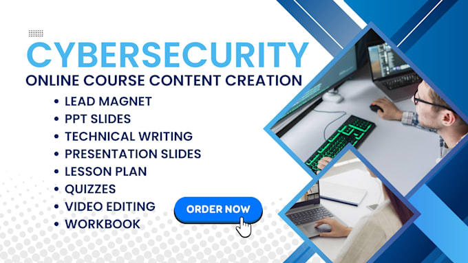 do cyber security online course, ppt slides, workbook, video editing, ai, tella