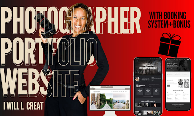 creat branding photographer wordpress website with logo and business card
