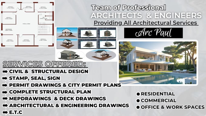 city beatify permit ready stamped architectural, structural and mep plans