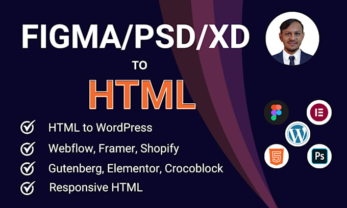 do PSD to HTML, figma to HTML, responsive  tailwind website