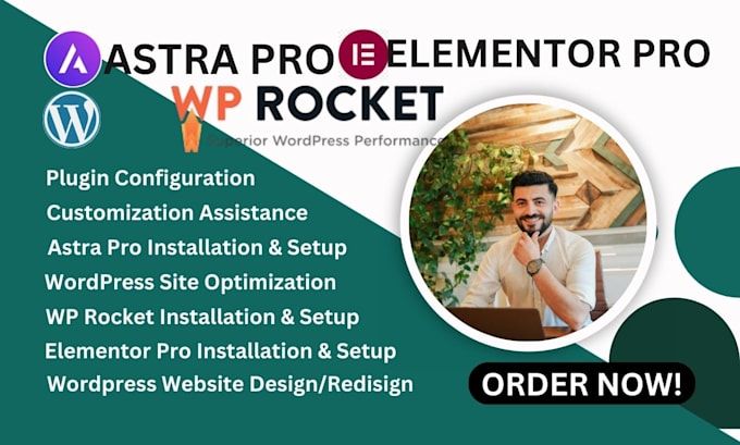 install setup astra pro elementor pro wp rocket for your wordpress website