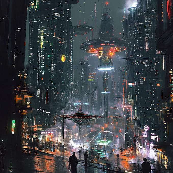 Design a high quality cyberpunk city sci fi concept art by Maineteikuta ...