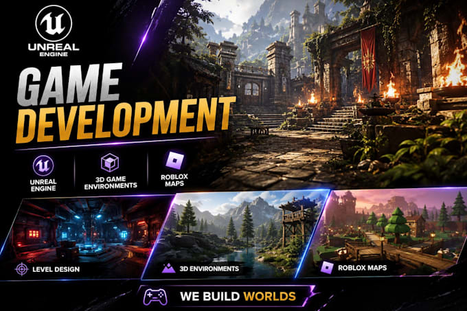 make unreal engine game development, 3d game environment level design roblox map