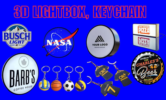 design 3d lightbox, 3d logo, keychain, coaster ,3mf for printing stl in 24 hours