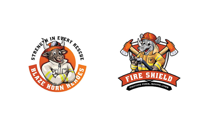 make creative animal mascot firefighter logo