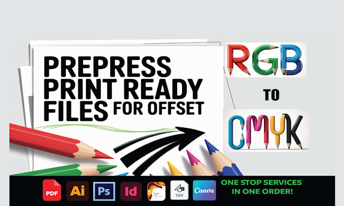 print ready file setup, offset prepress, preflight, bleed, cmyk conversion