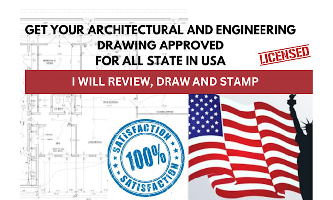 Draw stamp review architectural drawings adu mep floor plan for city permit