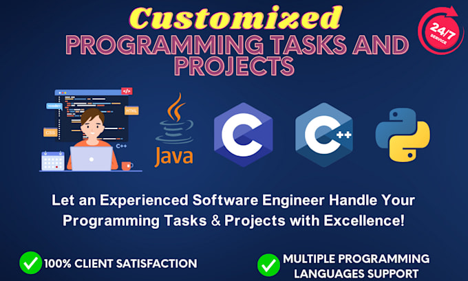 do java, python, c and cpp programming projects for you
