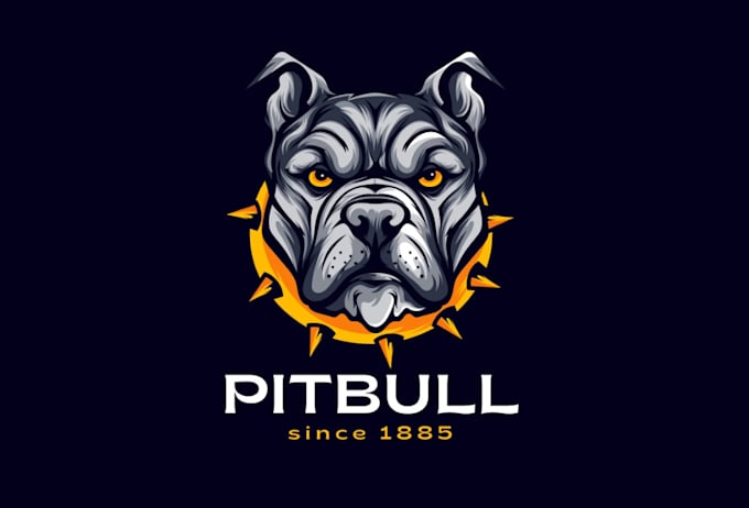 draw dog training, bulldog or pitbull logo