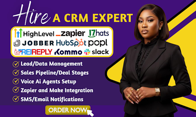 hubspot crm jobber gohighlevel automation rei reply slack kommo crm integration