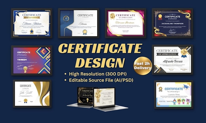 design editable certificate of appreciation and post in 2 hours