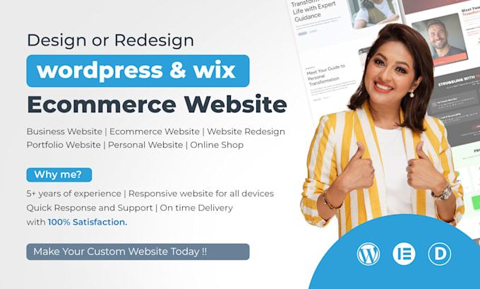 design or redesign wordpress and wix ecommerce and business website