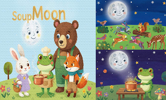 create hand drawn kids book illustrations