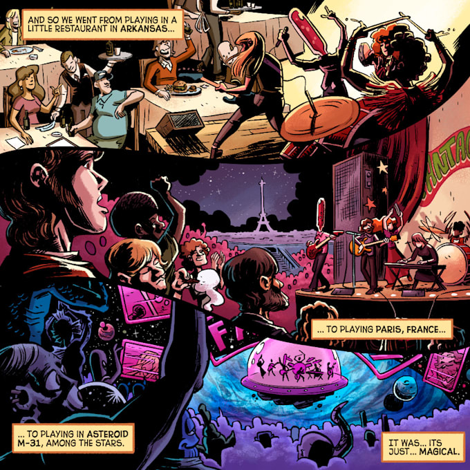 create a comic strip or comic page inked, or fully colored