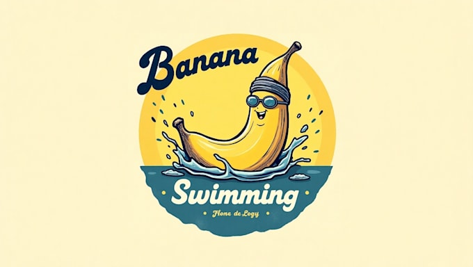 create outstanding banana swimming logo with express delivery