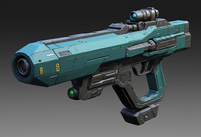 design a 2d sci fi hard surface weapon or prop model
