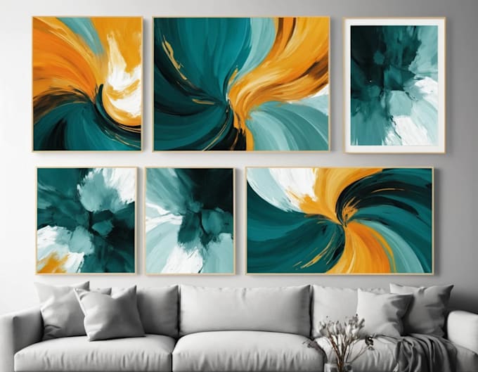 create unique printable digital oil paint abstract wall art