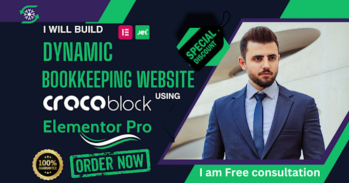 do full bookkeeping website with crocoblock, elementor tax accounting website