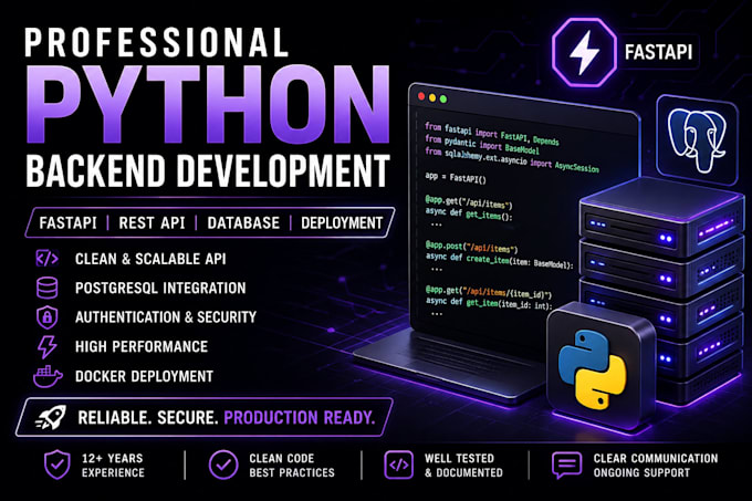 develop a python backend and rest API with fastapi