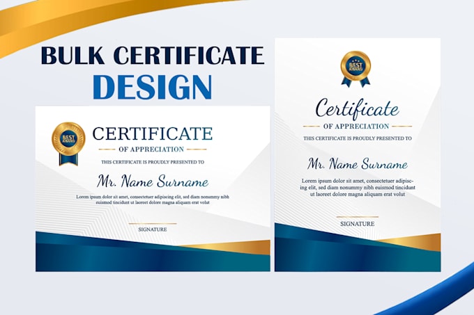 Design bulk certificate templates or award certificate by Zion editz
