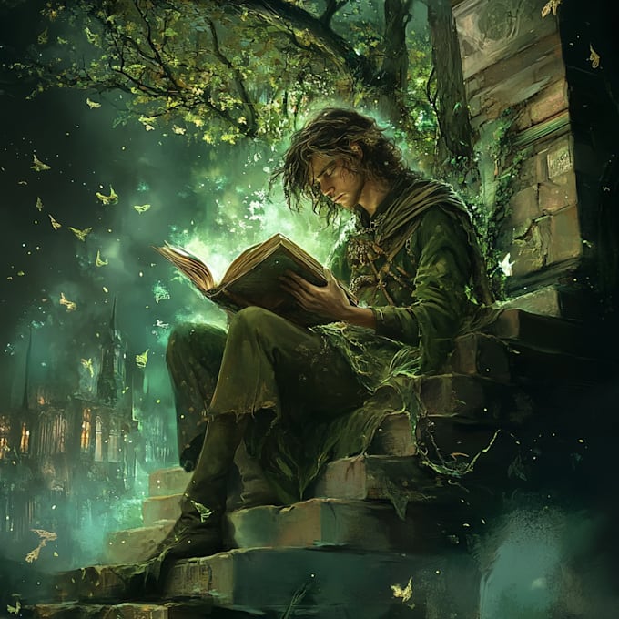 draw detailed dark art fantasy book cover,ebook illustration