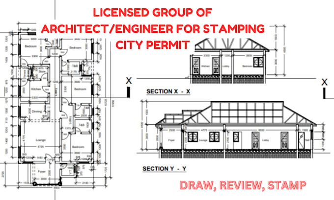 Draft stamp architectural construction floor plan carport adu mep ...