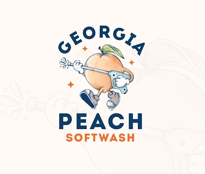 design peach soft wash hand drawn logo