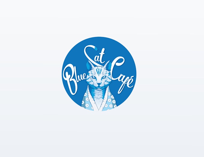 design blue cat cafe taxes logo