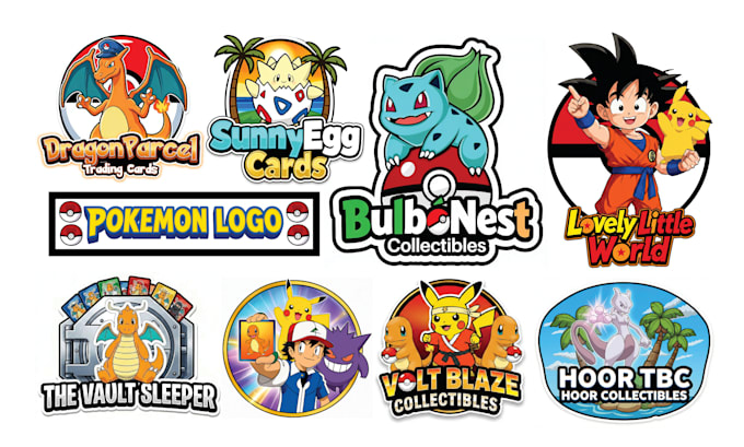 create pokemon logo, trading card art, banner, and fakemon branding
