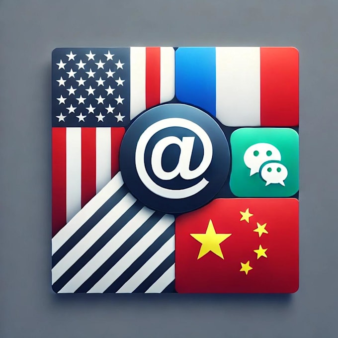 write professional emails english, french and mandarin