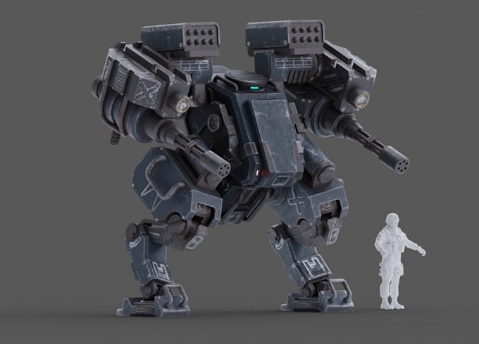 optimize 3d game robot model, scifi mech, war machine, ue5 rig, animate, uv map